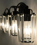 Black Crystal Vanity Light Fixtures For Bathroom Four Light Crystal Wall Sconce With Dimmable E26 US Socket Excludes Bulb
