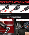 Heavy Duty Universal Socket Set With SAE And Metric Sockets, Three Universal Sockets And Three Impact Socket Drivers shown in use