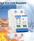 2 Pole 500V 63 Amp DC Circuit Breaker Isolator For Solar PV System With Thermal Magnetic Trip And DIN Rail Mount in harsh conditions