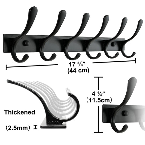 Wall Mounted Coat Rack With Six Heavy Duty Hooks Stainless Steel Metal Hanger Sturdy Coat Rack For Coats Jackets Hats Bags