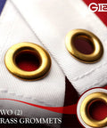 Close-up of brass grommets on Heavy Duty 3x5 Foot American Flag Built To Last For Outdoor High Winds From 200GSM Spun Polyester