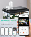 No Sweat Wifi Automatic Fish Feeder Wall Mount Auto Dispenser For 20 Plus Gallon Aquariums USB powered with app control on a tank.