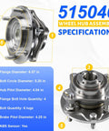 Detailed view of Bolt On Front Wheel Hub Bearing Assembly With ABS For Toyota Tacoma 2005-2023 Front 4WD, 6-lug OE 515040