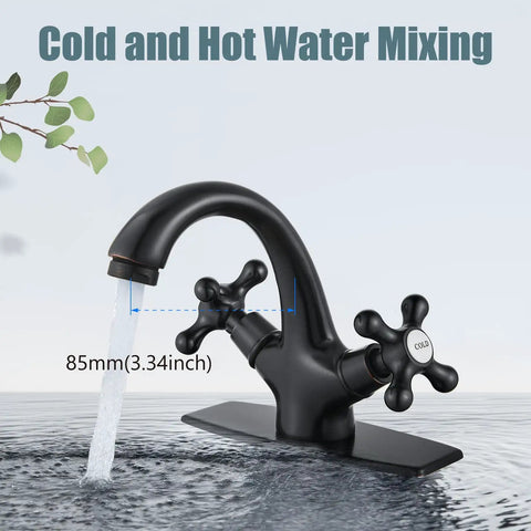 Oil Rubbed Bronze Bathroom Vessel Sink Faucet With Single Hole Deck Plate Pop Up Drain Dual Handle Cross Knobs Hot And Cold Water Vessel Basin Mixer Tap No Fuss Solid Brass
