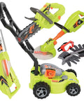Six Piece Power Gardening Toy Set For Kids Ages 3 And Up Featuring A Child Safe Leaf Blower, Chainsaw, Lawn Mower, Weed Trimmer