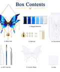 Butterfly Wind Chime Craft Kit In Blue Acrylic Base With Upright Metal Wire, No-Brainer Beginner-Friendly Sand Art Set For Easy Pattern Building And Color Blending, Create Unique Home Decor Or Gift.