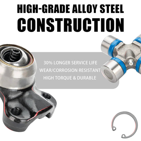 High-grade alloy steel Greaseable Beefy Heavy Duty Double Cardan Joint Kit 1310 Series 5 153X U Joint for Jeep Cherokee and Wrangler.