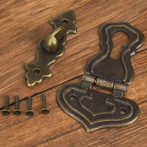Chic Vintage Bronze Hasp Latch Clamp For Antique Wood Boxes, Retrof Zinc Alloy Toggle Catch with screws for jewelry cases.