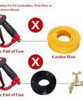 Diagram showing Red Beefy High Power Pressure Washer Gun With 40 Inch Wand Extension not fitting standard garden hose or water faucet.