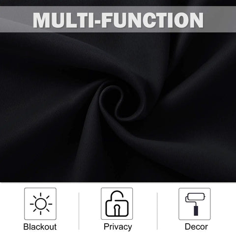 Close-up of RV Blackout Window Curtains Set Two Panels 29 Inch Wide fabric showing multi-function benefits like privacy and decor.
