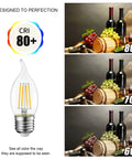 Flame Tip LED Filament Candle Bulbs 4.5W Dimmable E26 Base Ideal For Candelabra And Chandelier Lamps 60W Equivalent B11 Size