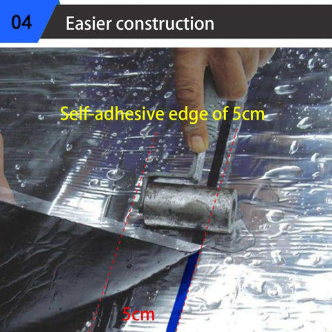 Heavy Duty Self Adhesive Roofing Felt Tape Cuts Through Asphalt Shingle Leaks In No Time showing self-adhesive edge application