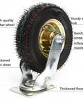 Beefy Heavy Duty Swivel Casters Kit with Double Ball Bearings, showing 10-inch directional wheel and metal frame details