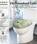 Elongated Dandelion clock morning sun Toilet Seat on a modern white toilet, showcasing its soft-close feature and floral design.