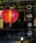 Colorful Hot Air Balloon Solar Lantern With Flickering Flame Light Glass Hanging Outdoor Lanterns Waterproof For Garden Tree Yard Patio Party Decor Solar Powered Night Lighting Cozy Vibe