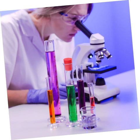 Top Tier Assorted High Temp Silicone Rubber Tapered Plug Kit With 8 Sizes For Caulking Tubes Sealing Caps Plus Flasks Test Tubes Tanks And Bottles That Stand Up To Serious Heat And Work Like A Champ. lab test tubes with colorful liquid and a red silicone taper plug