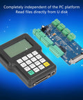 Standalone CNC Controller for 3 Axes With DSP Remote Hand Controller showing circuit board and control panel with USB ports.