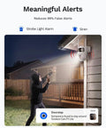 Solid Build 2K Dual Lens Outdoor Security Camera With Pan Tilt Control and Around The Clock Wireless Monitoring in use at night.