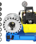 Industrial Grade Pneumatic Hydraulic Hose Crimping Machine With Air Over Oil Technology for 40Mpa tasks view from the side.