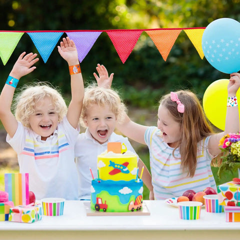 Children celebrating with 48 Piece Epic Science Slap Bracelets Party Favors Set For Science Week Classroom Fun Chemistry Biology Physics Lab Decor And Rewards For Teachers And Students Gifts For Classrooms And Science Labs