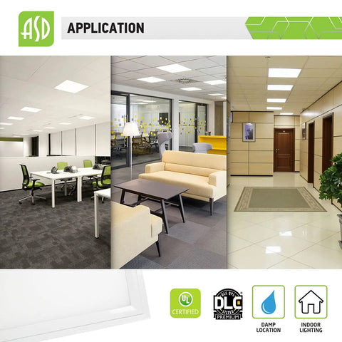 Edge Lit 2x2 LED Panel Light Dimmable 22W 2956LM 4000K Bright White for office drop ceiling troffer lighting in office setting