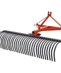 3 Point Tow Behind Rake With 60 Inch Width And 32 Steel Tines, Adjustable Angle Lawn Dethatcher And Landscape Rake in side view