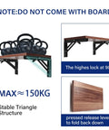 Heavy Duty Folding Shelf Brackets, 20 Inch 4 Pack Collapsible Wall Mounts with kettlebells demonstrating weight capacity.