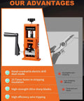Drill Powered Wire Stripper For Scrap Copper Recycling And DIY, Adjustable 0.04 To 1 Inch Stripping Range, dual drive with hand crank.