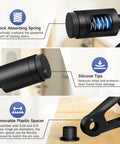 Tough As Nails Hinge Pin Door Stopper With Adjustable Springs And Soft Silicone Caps shown with shock absorbing spring and removable spacer.