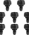 8 black 1/4 Inch Drip Irrigation Tubing Faucet Adapter Set 8 Pack 3/4 To 1/4 Inch Hose Adapters arranged vertically