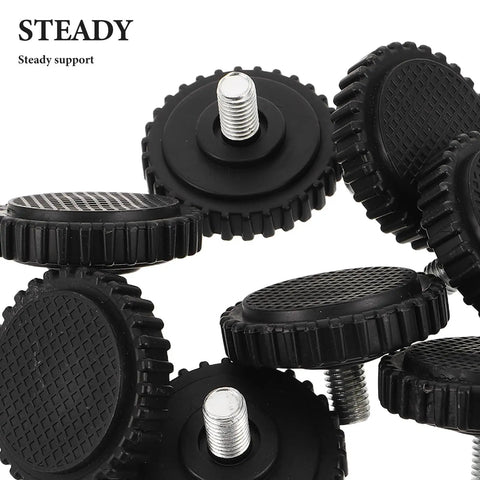 8 Pcs Non Slip Rubber Scale Feet Replacement With M10 Leveling Bolts For Digital Kitchen Electronic Jewelry And Food Scales showing black rubber feet with threaded bolts.