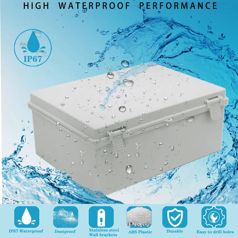 Weatherproof Electrical Box With Mounting Plate For DIY Electronics Built Tough IP67 Junction Enclosure With Hinged Gray Cover
