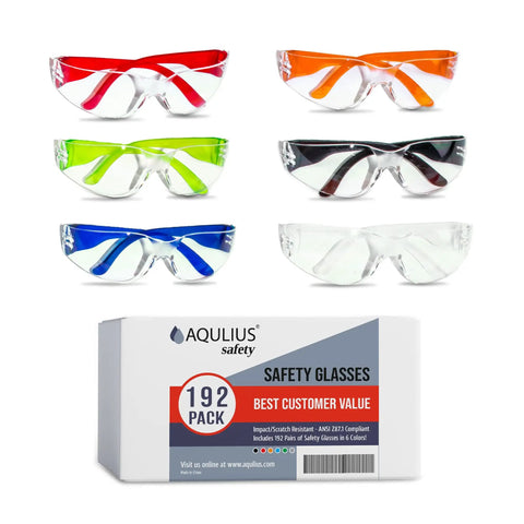 Bulk Safety Glasses For Men And Women, ANSI Z78.1 Certified, Six Color Frames with Box