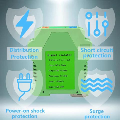 Ultra Slim Signal Isolator DC 24V For PLCs With Analog Output 4 20mA One In One Out Rail Mount Isolated Signal Conditioner