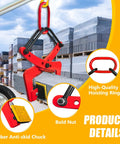 SENKEYFE Granite Lifting Clamp, red heavy-duty stone slab lifter with hoist ring (front view)