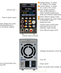 Front and back view of 2 In 1 Power Supply And Multimeter With 0 To 60V And 0 To 10A Range Variable DC Output 2.8 Inch LED Display.