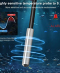 Two Pack Fridge And Freezer Thermometer With Extra Sensor Digital Temperature Alarm Indoor Outdoor Display High And Low Alerts 1.5 Meter Probe Black For Home Kitchen Use silver probe sensor for fish tank temperature monitoring and alarm