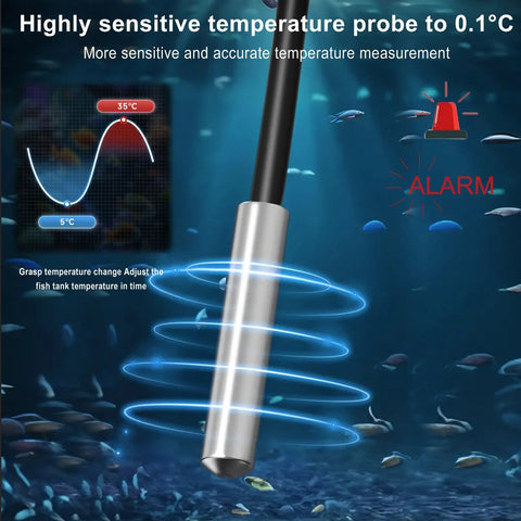 Two Pack Fridge And Freezer Thermometer With Extra Sensor Digital Temperature Alarm Indoor Outdoor Display High And Low Alerts 1.5 Meter Probe Black For Home Kitchen Use silver probe sensor for fish tank temperature monitoring and alarm
