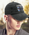 Casual RV Camper Hat For Women With Funny Things I Do In My Spare Time, Soft Washed Distressed Look, on model outdoors.