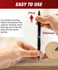 Close-up of Two Piece Spring Loaded Nail Setter And Hinge Pin Remover Punch Set, showcasing use for quick wood marking.