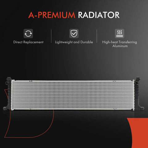 Straight Swap Direct Fit Engine Coolant Radiator Assembly For Tesla Model S 2012 Through 2015 Battery Electric Ride With No Transmission Oil Cooler Solid Core Build, lightweight aluminum radiator.