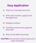 Application instructions for Exact Match Wood Furniture And Floor Repair Markers, caution for skin and eye irritant.