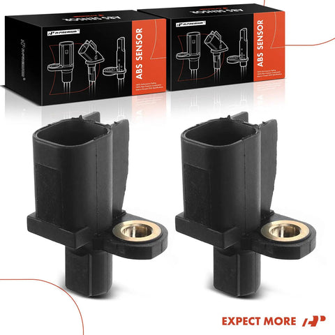 Pair Of Heavy Duty Rear Abs Wheel Speed Sensors For Ford Escape Focus Cmax Mazda 3 5 And Lincoln Mkc With Straight Plug And Play Swap And Built Tough Reliability For Zero Sweat Repairs, featuring black housing and gold connections.