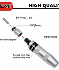 Manual Impact Driver Set One Half Inch Reversible Hand Impact Tool with Twelve CR-V Bits for rusted fasteners and bolts.