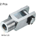 Air Cylinder Clevis End Y Connector 2 Pack M10x1.25 Female Thread 52mm Length For Foot Mounting On Pneumatic Cylinders Heavy Duty Silver Built To Last Metal Industrial Automation Grade, silver steel clevis connector