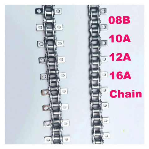Top Grade Stainless Steel Roller Chain With Ear Plates 06B Or 08B Heavy Duty Industrial Conveyor Belt Transmission Link For Tough Jobs, featuring multiple chain types.