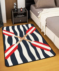 Rowing Oar Nautical Area Rug 5x7 Ocean Theme For Living Room Navy Blue Striped Geometric Pattern Decorative Rug on bedroom floor