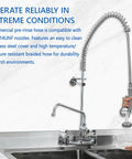 44 Inch Commercial Sink Sprayer Hose With Universal One Half Inch NPSM Female, Stainless Steel, on a kitchen sink setup