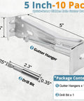 5 Inch Gutter Hangers And Hidden Bracket Set For Sagging Gutters, No Fuss Install Quick Screw System For 5 Inch K Type Aluminum Gutters