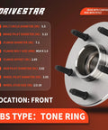 Close-up of Pair Front Wheel Hub And Bearing Assembly For Dodge Ram 1500 2000 2001 2WD 5 Lug ABS RWD Front Left And Right